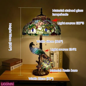Tiffany European (Peacock) Table Lamp