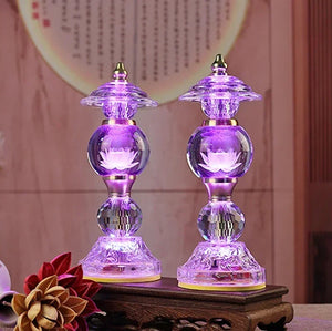 Buddha Crystal Lotus Lamps (pair)