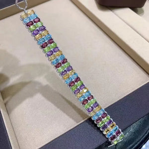 Natural Crystal/Topaz (925 Sterling Silver) Bracelet