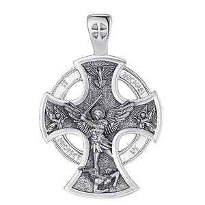 Saint Michael Cross (925 Sterling Silver) Necklace