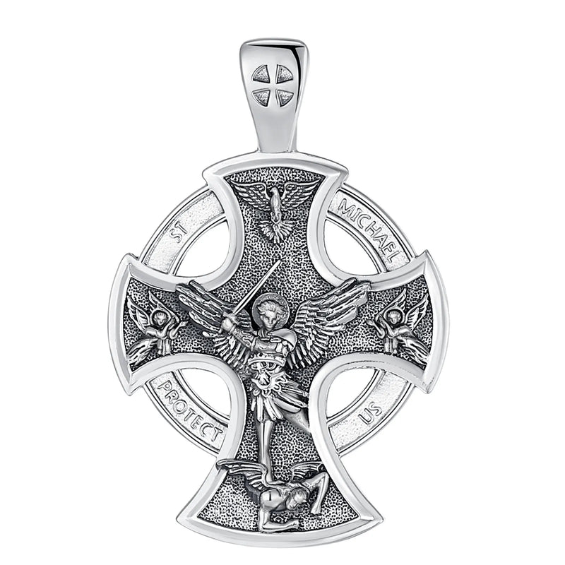 Saint Michael Cross (925 Sterling Silver) Necklace