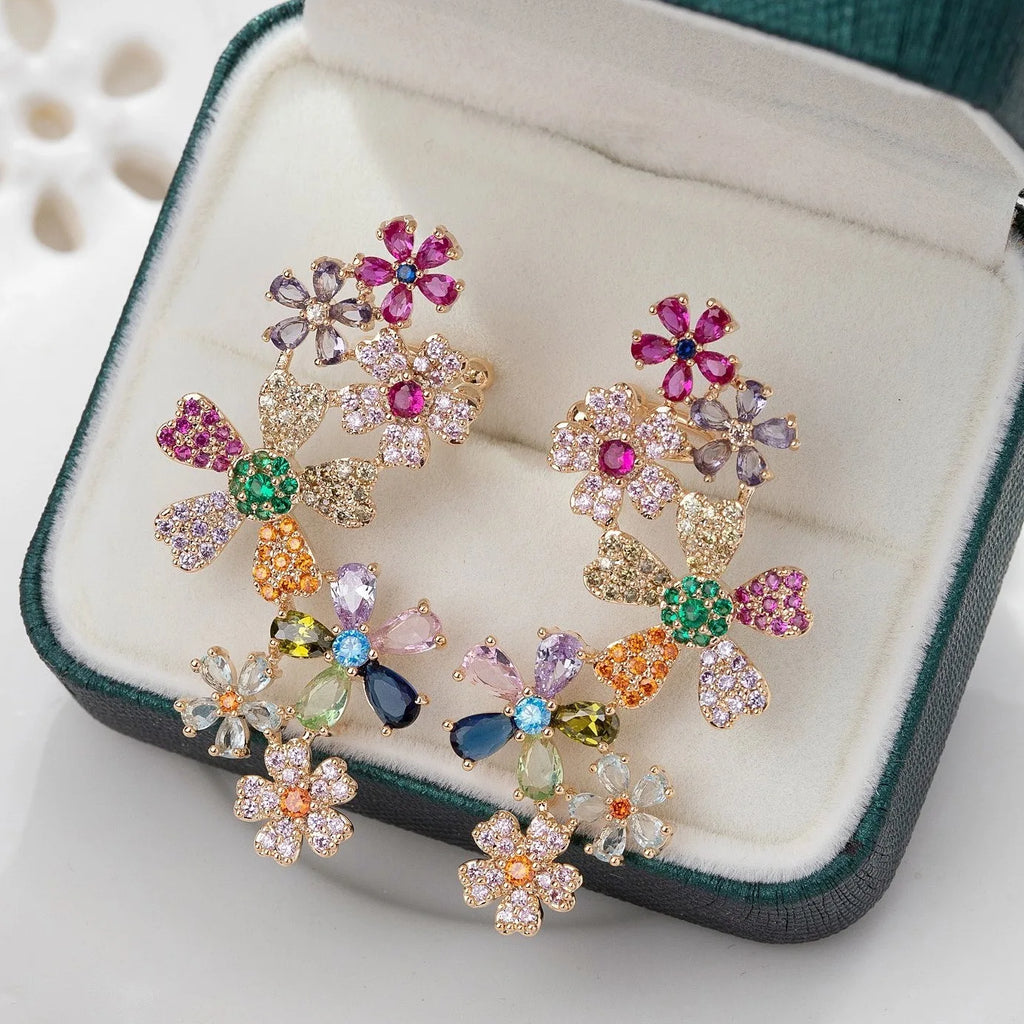 Romantic Crystal Flower Earrings
