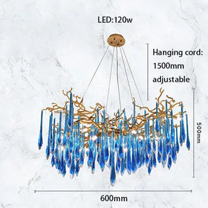 Classic Blue/Gold Lustre Chandelier