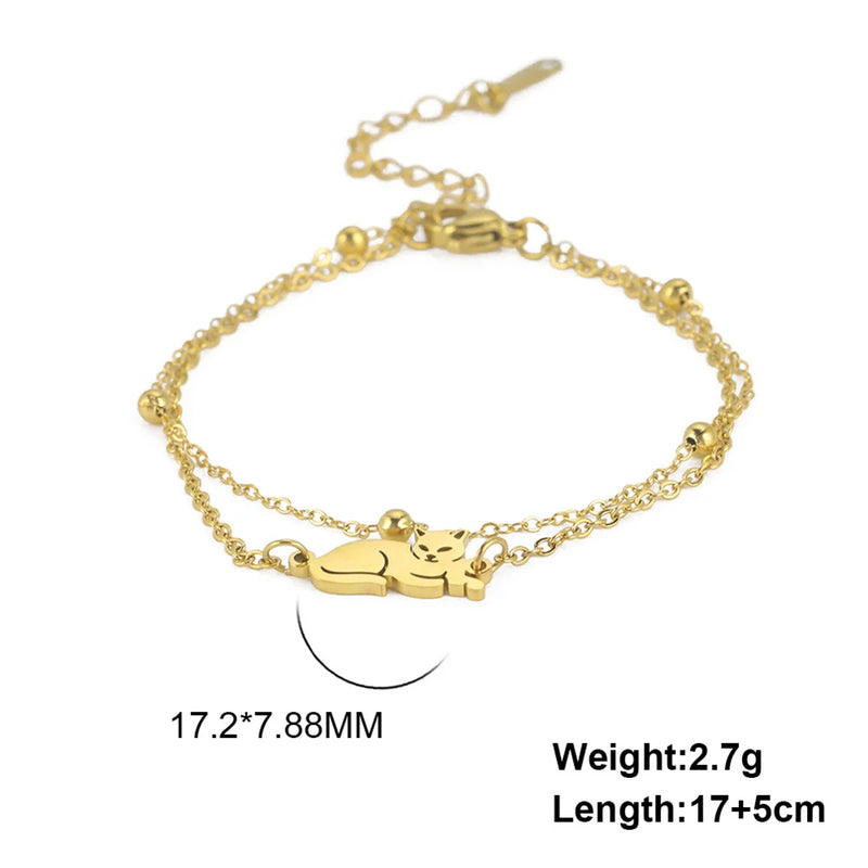 Lying Cat Charm Bracelet