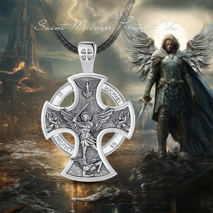 Saint Michael Cross (925 Sterling Silver) Necklace