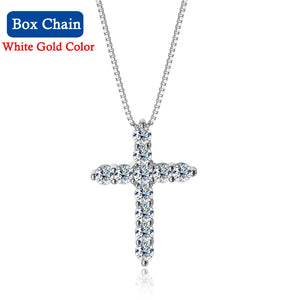 Moissanite/Diamond Cross Necklace (18k Certificate)