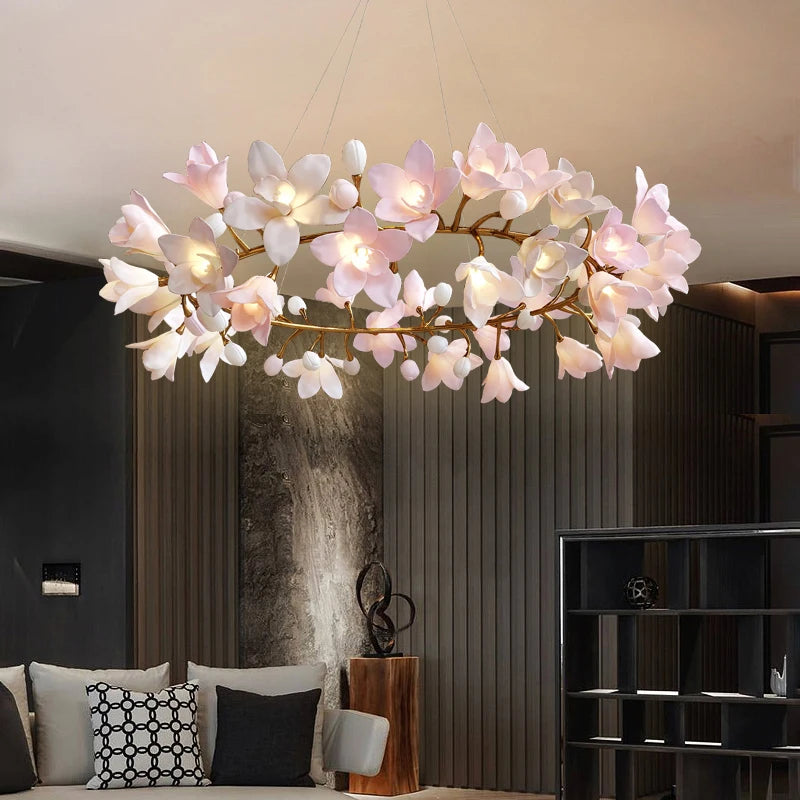 French (Pink Flower) Chandelier