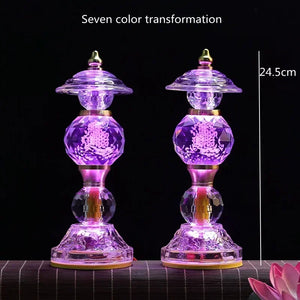 Buddha Crystal Lotus Lamps (pair)