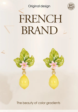 Lemon Enamel 18k Gold Earrings