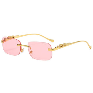 Leopard Frame - Rimless Rectangle Sunglasses