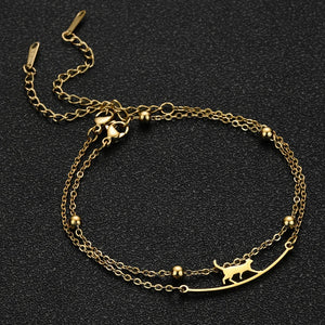 Lying Cat Charm Bracelet