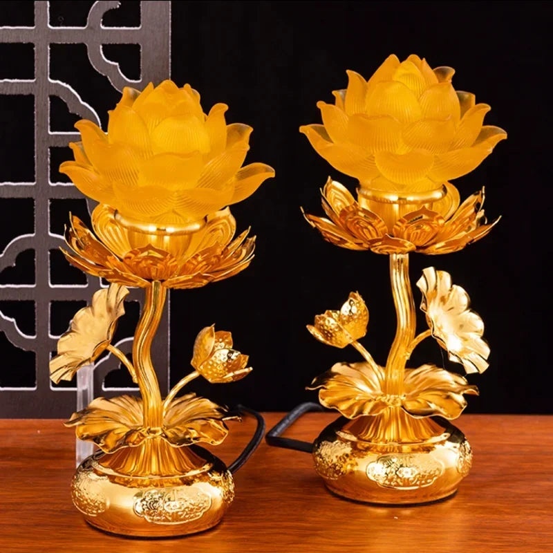 Lotus Buddha (LED) Lamps (pair)