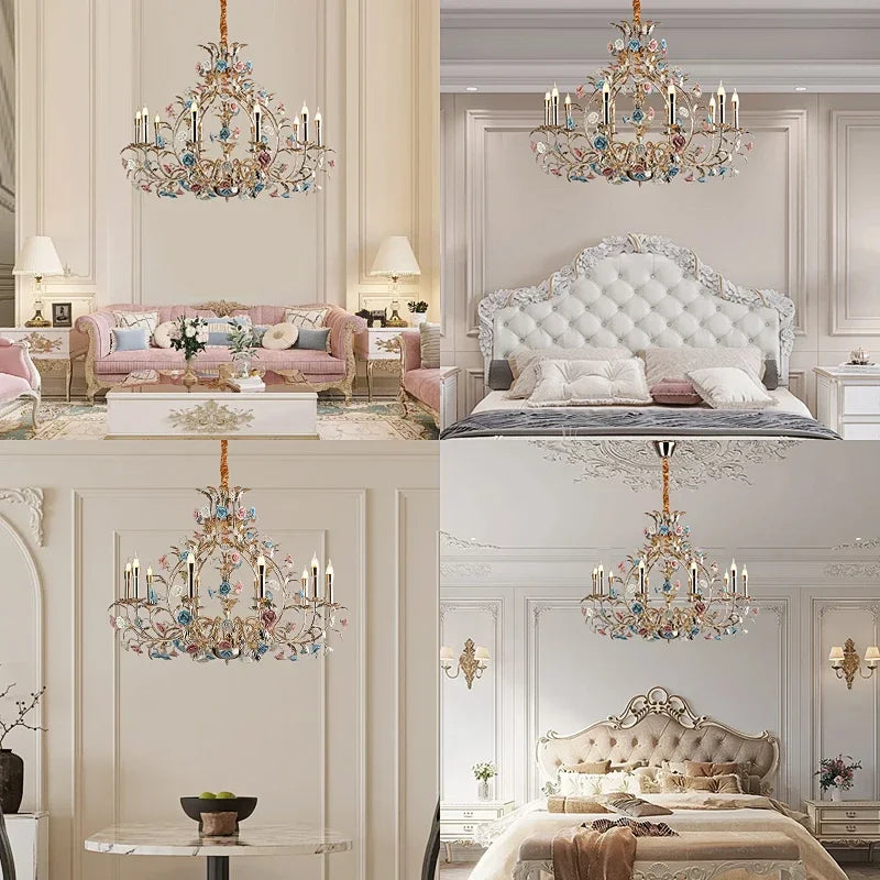 European Floral Chandelier