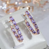 Purple Oval - Rose Gold Earrings
