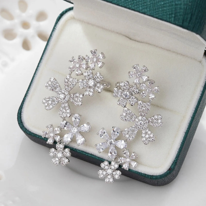 Romantic Crystal Flower Earrings