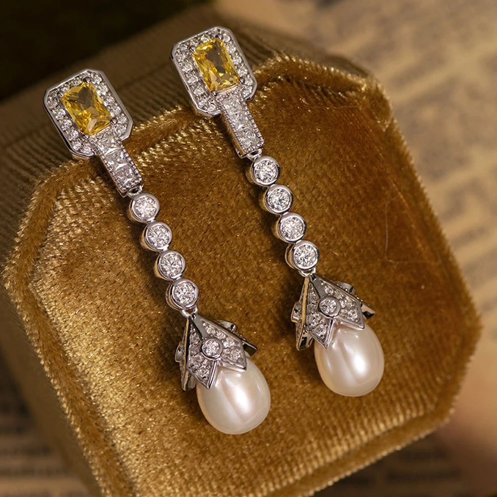 Citrine Elegant (925 Sterling Silver)  Earrings