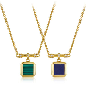 NECKLACE 18k Gold (Malachite Lapis) Gemstone