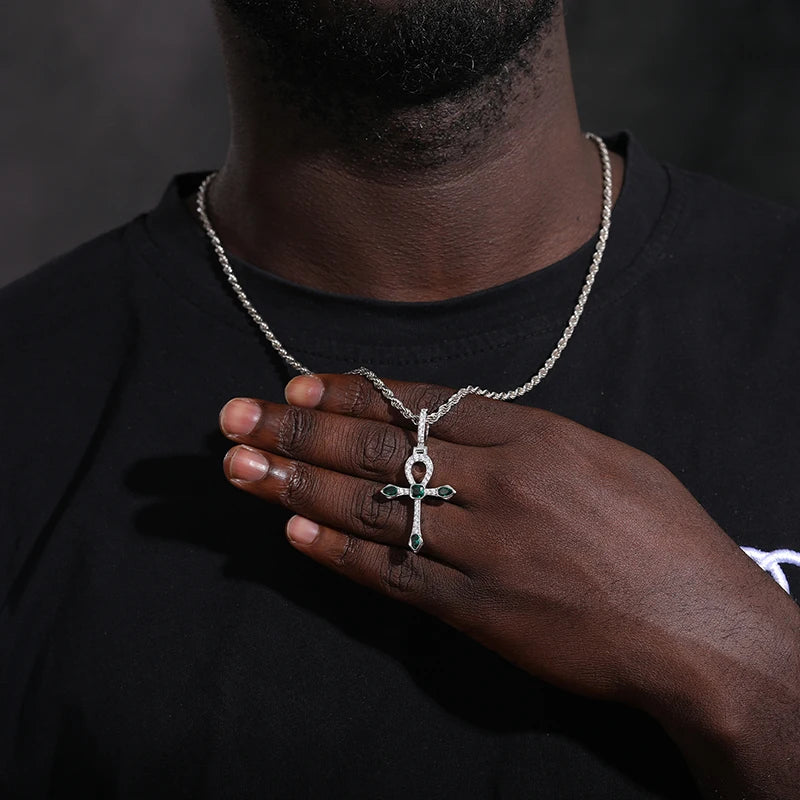 Emerald (925 Sterling) Cross/Pendant Necklace (USA)