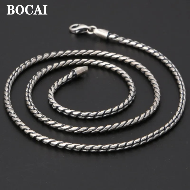 Retro Twist Silver Chain for Men