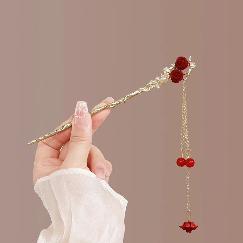 Romantic Rose Flower Hairsticks
