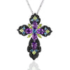 Amethyst Multicolor Cross (925 Sterling) Necklace