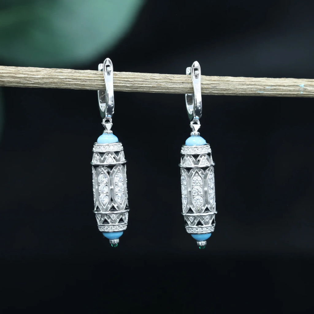 Blue Turquoise  (100% 925 Sterling Silver) Earrings