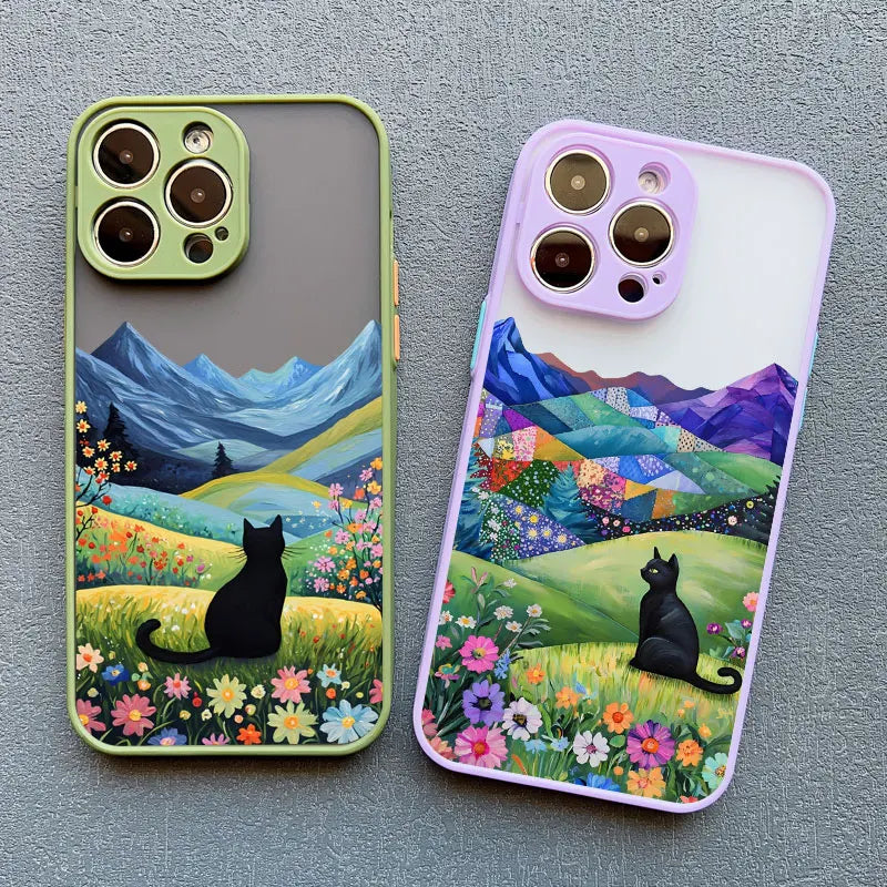 Black Cat/Landscape iPhone Cases