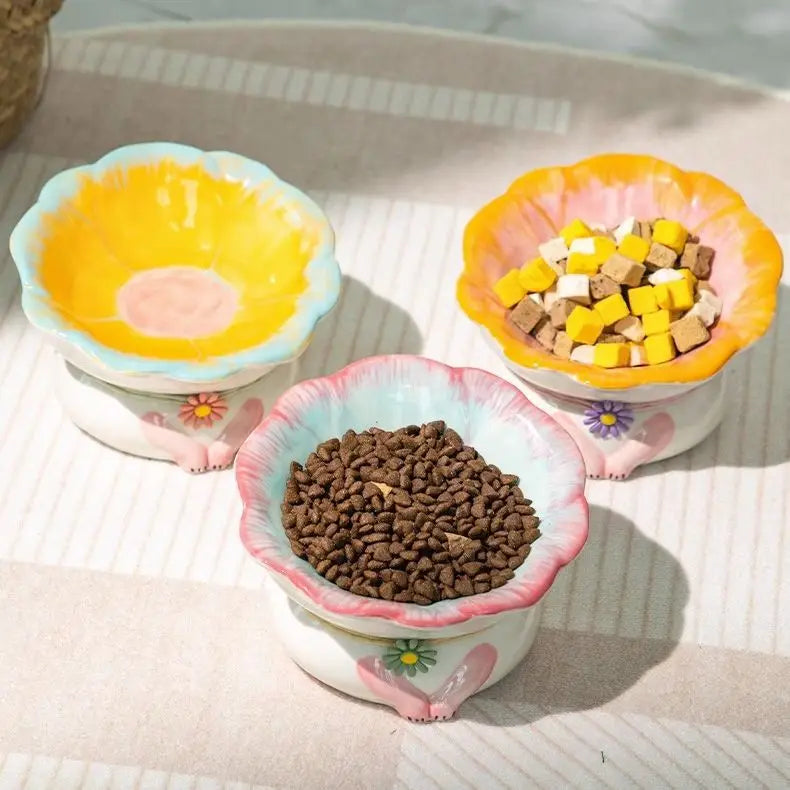 Cat High/Ceramic Food Water Bowls (USA)