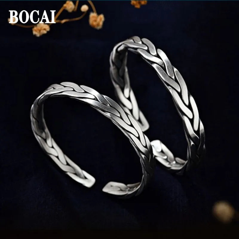 Silver Couple Bracelets (Hand-Woven)