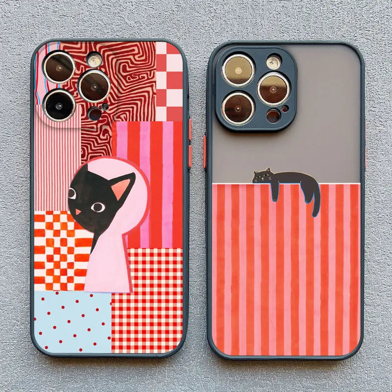 Black Cat (Artistic/Striped) Phone Cases