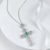 Emerald (925 Sterling) Diamond Cross Necklace