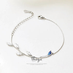 Elegant Crane (Silver/Blue) 925 Sterling Bracelet