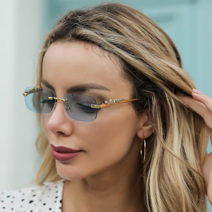 Leopard Frame - Rimless Rectangle Sunglasses