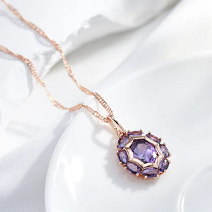 Purple Sparkle - Rose Gold Necklace