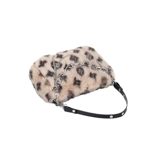 Leopard/Plush Design Handbag