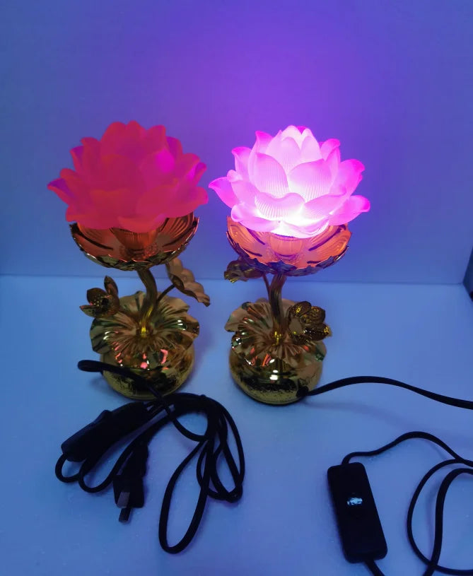 Lotus Buddha (LED) Lamps (pair)