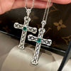 Emerald (925 Sterling) Diamond Cross Necklace