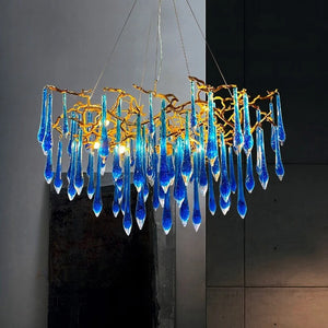 Classic Blue/Gold Lustre Chandelier
