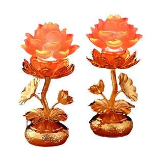 Lotus Buddha (LED) Lamps (pair)
