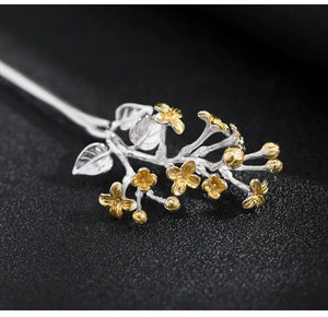 Delicate Blossom (925 Silver) Hand-Sculpted Hairpin