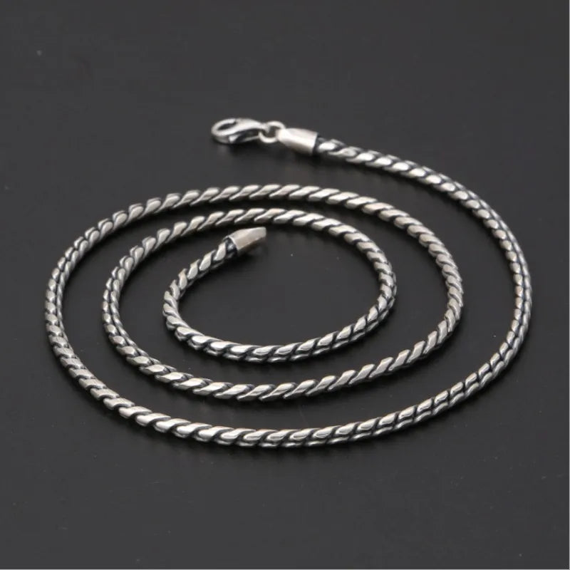 Retro Twist Silver Chain for Men