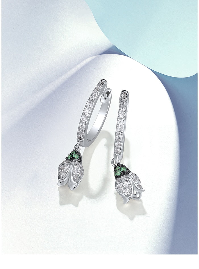 Delicate Green Flower - Sterling Earrings