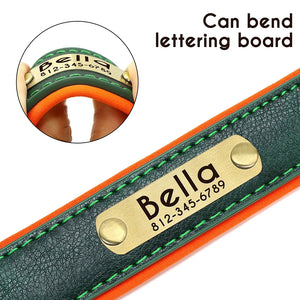 Customized Leather ID Dog Collar