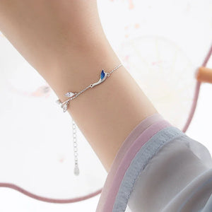 Elegant Crane (Silver/Blue) 925 Sterling Bracelet