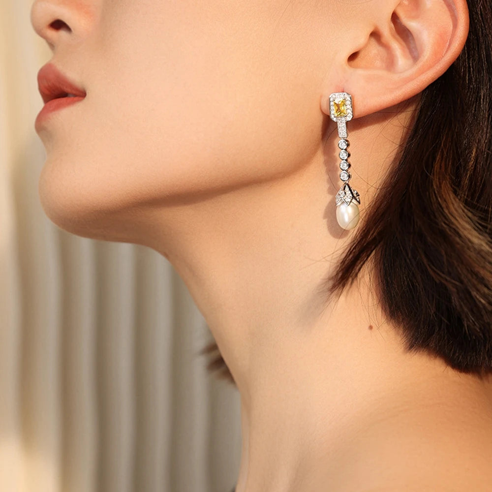 Citrine Elegant (925 Sterling Silver)  Earrings