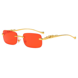 Leopard Frame - Rimless Rectangle Sunglasses