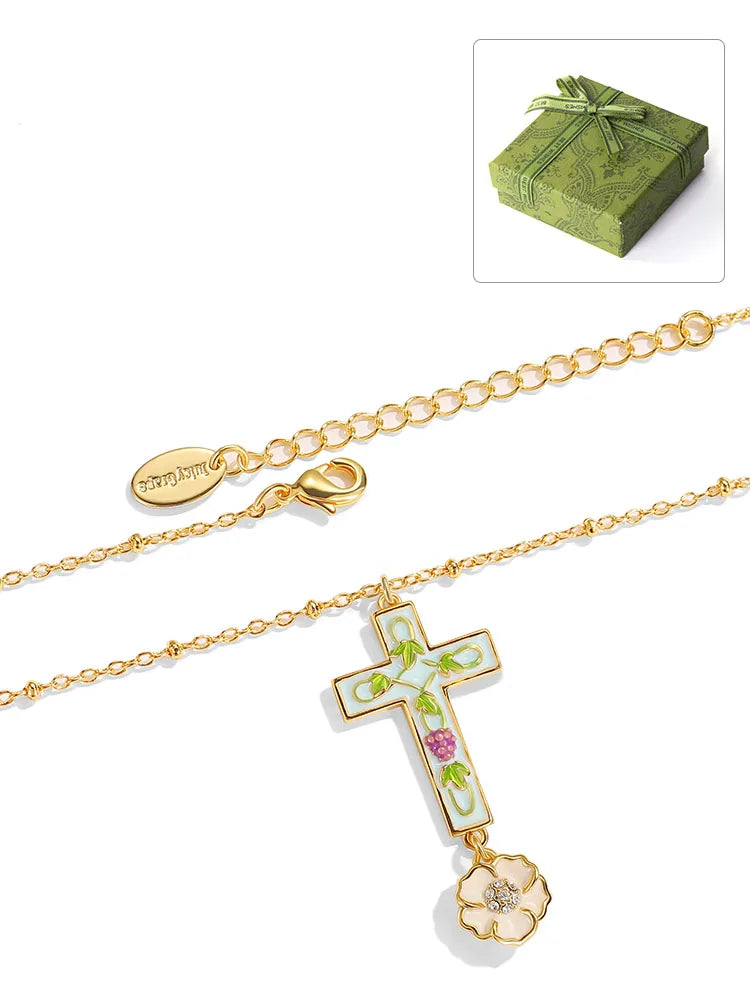 Grape Vine Cross Necklace