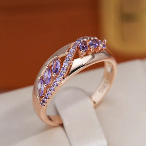 Sparkling Purple Rose Gold Ring