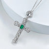 Emerald (925 Sterling) Diamond Cross Necklace