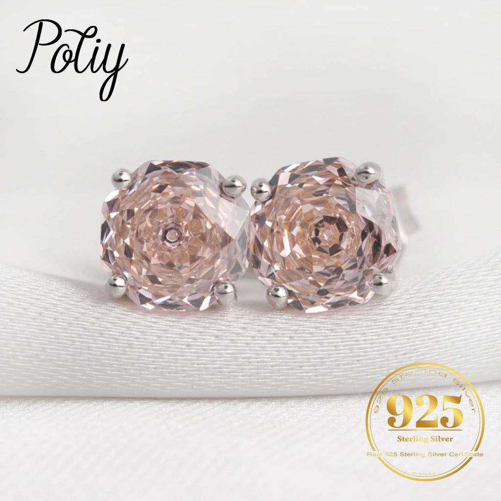 Rose Cut Pink Sterling Earrings (1.5ct)